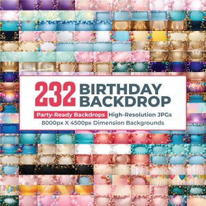Lot de 232 anniversaires de fond JPG, fond d'anniversaire, joyeux anniversaire, toile de fond numérique ballons, anniversaire d'enfants, ballons, gâteau