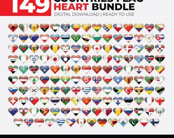 150 hart-clipart wereldvlag, internationale platte hartvlaggen, hartvlaggen van de wereld, hart landvlaggen Icon Pack, landvlaggen png