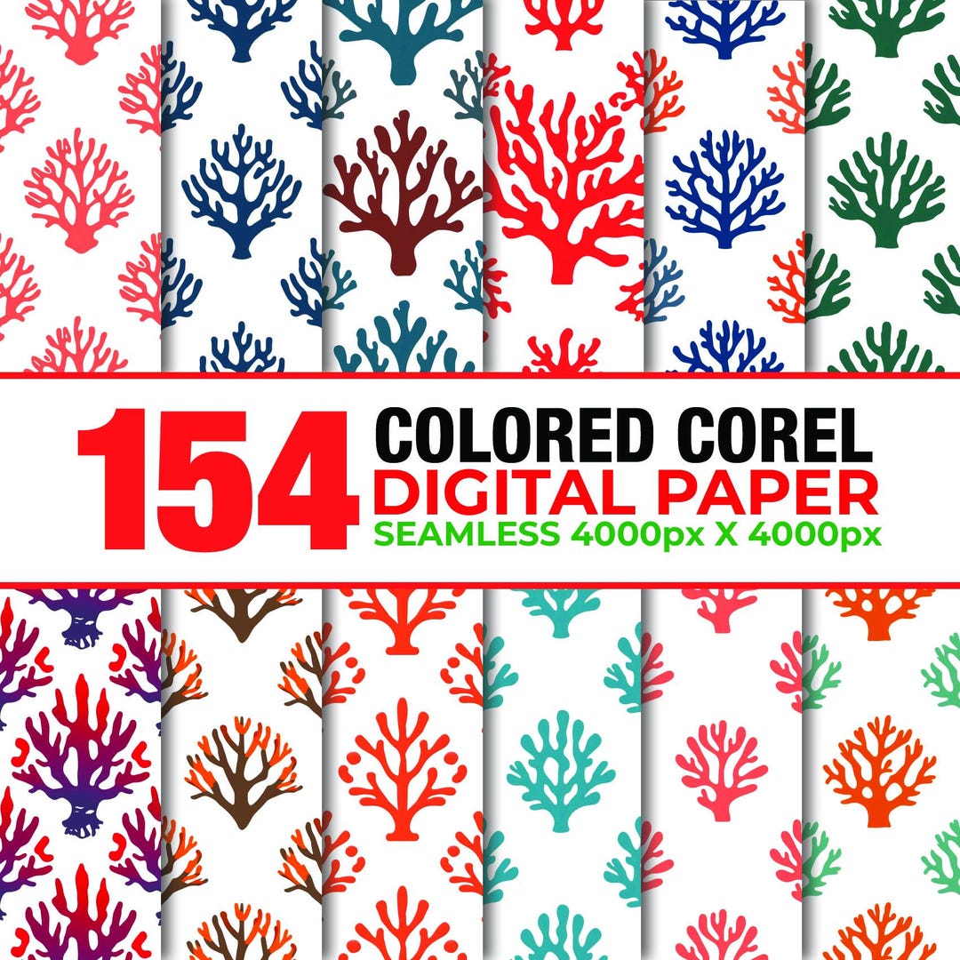 Reef Color Paper 154 Coral Reef Seamless Digital Paper, Embroidered Ocean Seamless ...