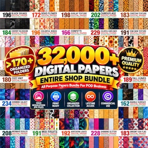Paquete de más de 32.000 papeles digitales, paquete de papeles digitales gigantes, paquete de patrones sin costuras, floral, primaveral, bohemio, grunge, abstracto, texturas