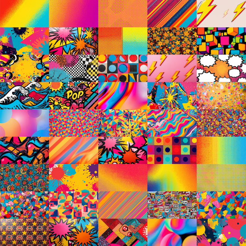 228 Pop Art Backdrop Bundle, Comic Book Backgrounds, Retro Halftone ...