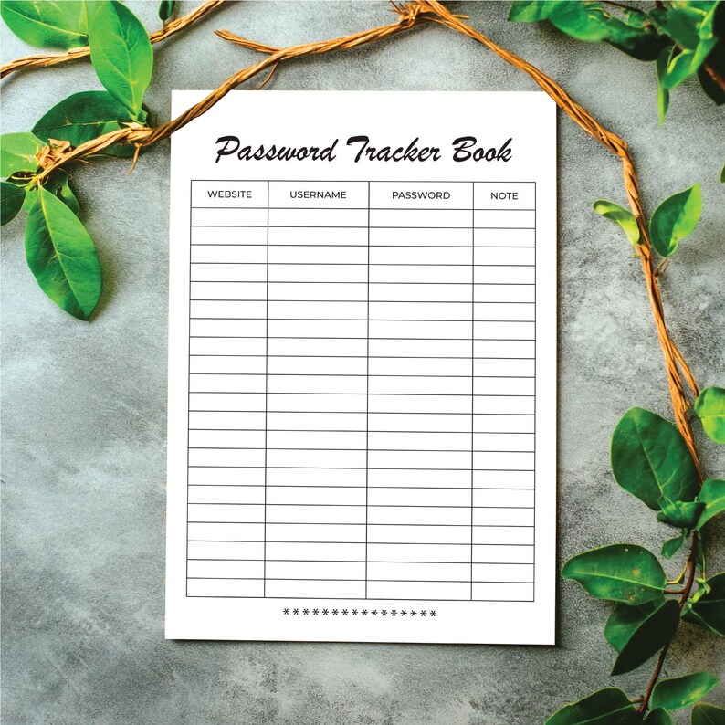 EDITABLE Password Tracker Printable, Log Password Keeper, Password ...