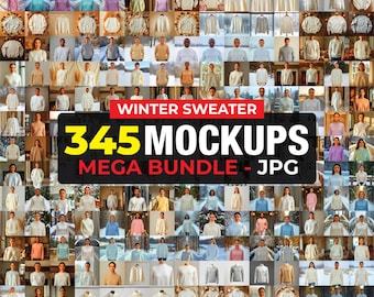 345 Winter Sweater Mockup Bundle, Sweatshirt Mockup, American Sweater Mockup, Hoodie Mockup Bundle, Unisex Hoodie Mockup, Sweatshirt Mockup