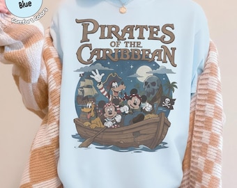 Retro Disney Pirates of the Caribbean Comfort Colors T-shirt, Disneyland Mickey & Friends Cruise Tee