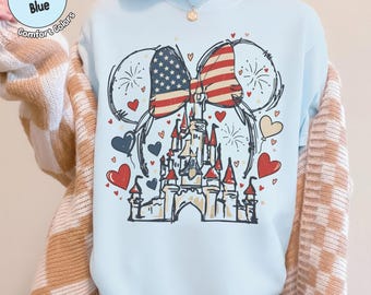 Retro USA Minnie Bows Tee, 250th Anniversary Patriotic Shirt, 4th of July Woman T-shirt, Disneyland Vacation Tee, Independence Day Outfit