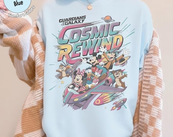 Retro 80s Cosmic Rewind Shirt, Guardians of the Galaxy Parody Tee, Mickey n Friends Disney Rides Tshirt, Family Trip Disneyland Vacation Tee