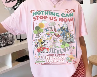 Retro 80s Disney Roller Coaster Ride Shirt, Mickey Runaway Railway Disneyland Vacation Tee, Nothing Can Stop Us Now Top, Group Family Shirt