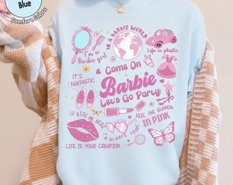 Camiseta retro con estampado de Barbie World, camiseta "Vamos Barbie, ¡vamos a la fiesta!", camiseta fantástica para niñas Baby Pinky