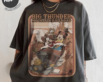 Vintage Disney Frontierland Ride Mickey & Friends Shirt, Big Thunder Mountain Railroad Tee, Disney Roller Coaster Tee, Disneyland Family Tee