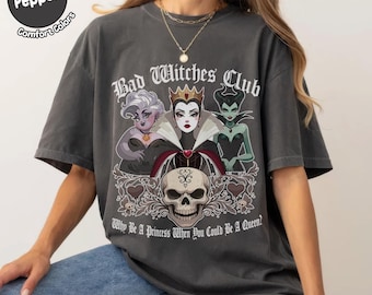 Woman Bad Witches Club Shirt: Disney Villain Arc Princess Tee, Girls Evil Queen T-shirt