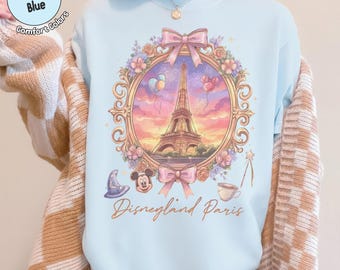 Retro Paris Disneyland Shirt, Magic Kingdom Castle Tee, Eiffel Tower Disney Coquette Bows Shirt