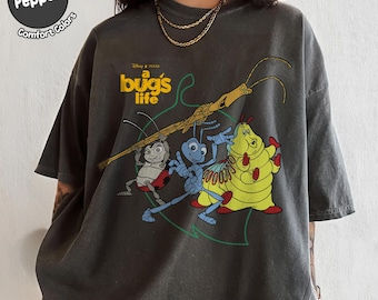 Retro Pixar Bugs Life Group Shot Shirt, Disney Magic Kingdom Kids Tee, Flik Hopper Heimlich Characters Tee