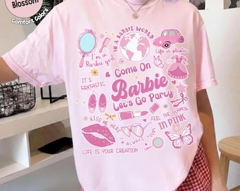 Retro Barbie World Graphic Tee, Come On Barbie Let's Go Party Shirt, Fantastic Baby Pinky Girls Tee