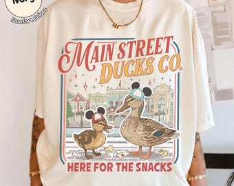 Retro Main Street Duck Co. Shirt, Here For The Snack Tshirt, Disney Foodie Goose Shirt, Animal Kingdom Tee