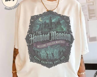 Retro Halloween Haunted Mansion T-shirt, Hitchhiking Ghosts Vintage Shirt, Welcome Foolish Mortals Tee