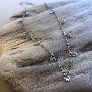 Dainty sterling silver heart choker necklace