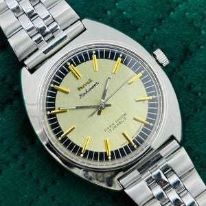 Vintage HMT Kohinoor Yellow Dial Mechanical Manual Winding 17Jewels Wrist Watch