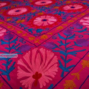 Beautiful niddle work Embroidery made suzani bedsheet | Handmade suzani bedspread | Suzani tapestry | Bridesmaid suzani | Gift for her.