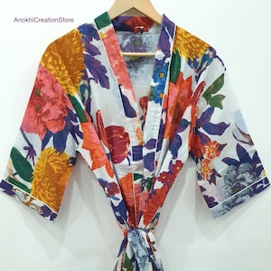 Floral print cotton kimono robes | Party wear robes | Long sleeve robes | Summer wear robes | Bridesmaid robes | Gift for her.