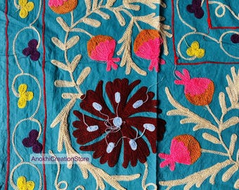 Suzani queen size bedcovers | Handmade floral Embroidery blankets | Suzani bedsheet | Suzani bedspread | Bridesmaid suzani | Gift for her.