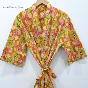 Ikat print cotton kimono robes | Women wear robes | Summer wear robes | Beach wear robes | Bridesmaid cotton robes | Gift for her.