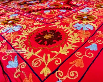 Handmade Embroidery made suzani bedspread | Suzani wall hanging throws | Suzani bedsheet | Suzani tapestry | Suzani blanket | Gift for her.