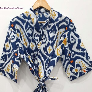 Blue color pure cotton bathrobes | Women wear kimono | Beach wear robes | Long sleeve robes | Bridesmaid robes | Gift for her.