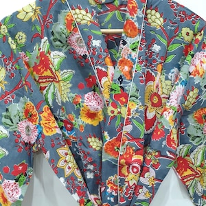 Hand block print cotton kimono robes | Handmade unisex bathrobes | Party wear robes | Long sleeve robe | Bridesmaid robes | Gift for her.