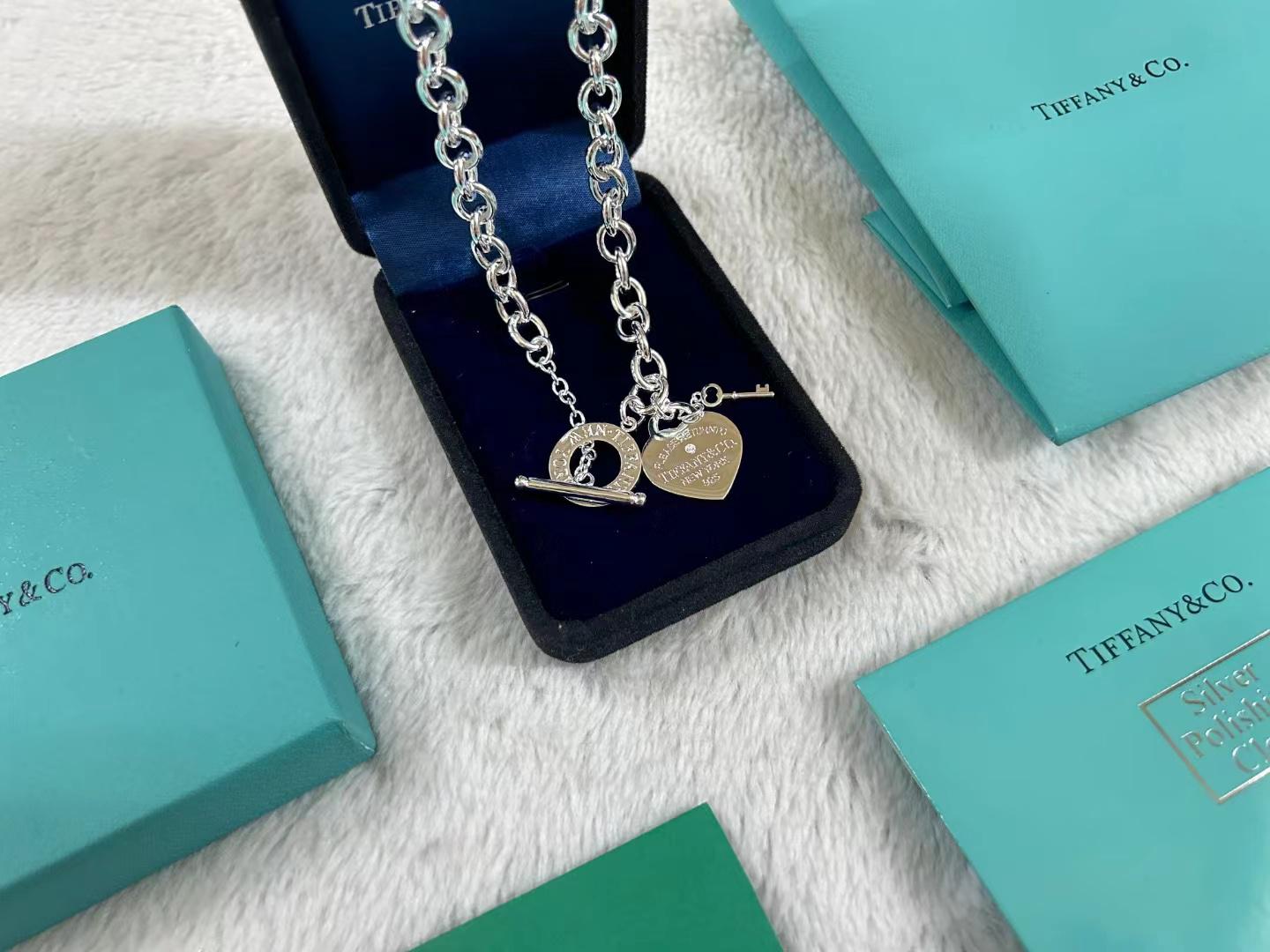 Tiffany Blue Heart Key Necklace Heart Tag Key Ring Tiffany Return