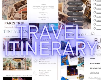 Digital Travel Itinerary Template, Girls Trip Planner (PDF)