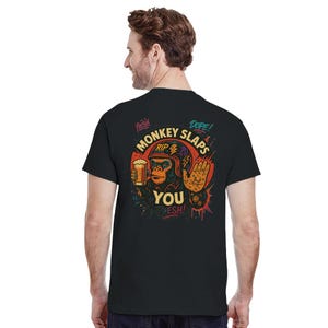Monkey Slaps You T-Shirt – Retro Urban Style Tee with Beer-Drinking Monkey Graphic , Papuslap