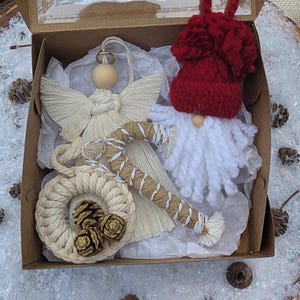 Ornament Bundles / Macrame / Yarn Christmas Decor / Handmade / Holiday Decorations