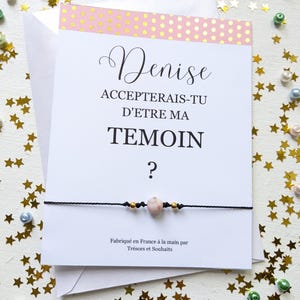 Personalized witness request with adjustable bracelet, witness announcement with personalized name, minimalist jewelry with invitation card