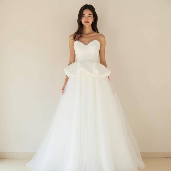 wedding dress with peplum skirt Morilee Bridal 2900 Christina's Fashion