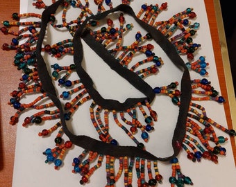 Vintage 42" String of Clay and Glass Indian Fringe