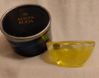 Mid Century Signed Yellow Kosta Boda Atoll Bowl