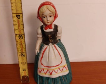Rare Vintage Hand Painted Dutch Girl Bisque Bell