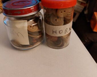 Two Jars of Vintage Horn Buttons