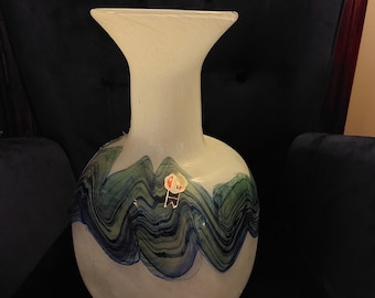 Mid Century Murano Extra Large Swirl Glass Vase