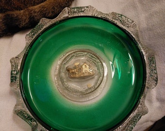 Rare Mid Century Murano Custom Hand Blown Bowl with Metal Insert