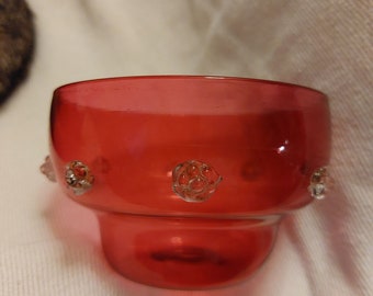 Vintage Salviati Venecian Glass Murano Ruby Bowl