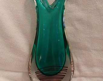 Mid Century Sumerso Toso Vase with Spiral Canne