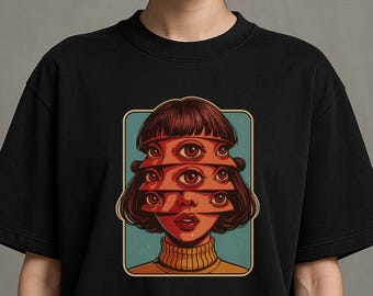 Surreal Multi-Eyes Girl Shirt | Retro Comic Pop Art Graphic Tee