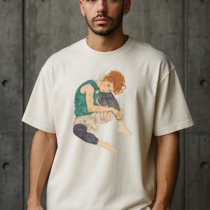 Egon Schiele Girl T-Shirt - Vintage Art Nouveau Shirt, Expressionist Painting Graphic Tee, Artistic Boho Fashion, Retro Artsy Aesthetic