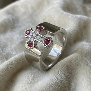 Moissanite 0.33 CT Cross Ring 14KT Vermeil Gold Plated,