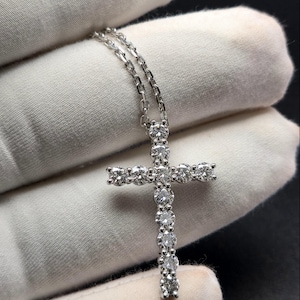 2.5 CTW Moissanite Cross Pendant, 14K Vermeil Gold Plated,