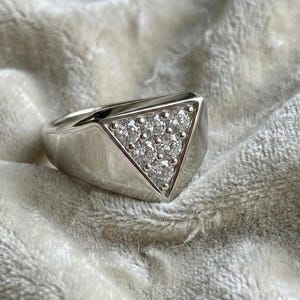 1 CTS Moissanite Triangle Ring, 14K Vermeil Gold Plated