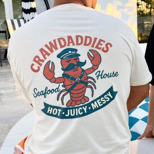 Crawdaddies Seafood House Retro Graphic T-Shirt, Gay Crawfish Boil Tee