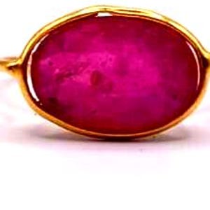 Natural Ruby Oval Ring, Handmade Ruby Ring, July Birthstone, Red Gemstone, 925 Sterling Silver Ring For Women image 3