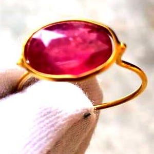 Bague ovale rubis naturel, bague rubis faite main, pierre de naissance de juillet, pierre rouge, bague en argent sterling 925 pour femme